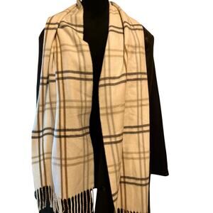 EUC White And Tan Printed Scarf